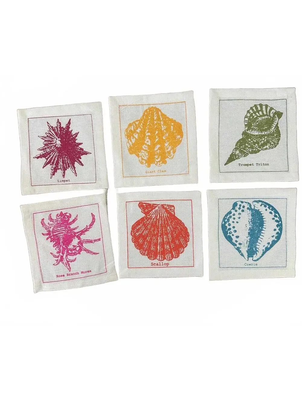 Two's Company Shell Linen Cocktail Napkins (Set of 6)